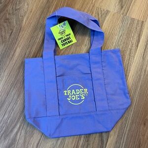 NWT Trader Joe's Purple Mini Canvas Tote Bag